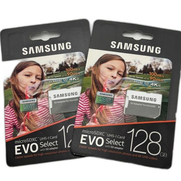 Bundle of 2 Samsung MicroSDXC EVO Select Cards & Adapters-NIB! - Picture 1 of 8